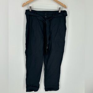 NEW Lauren Ralph Lauren Sz 10 Women’s Pants Navy Chambray 100% Linen Tie Belt K7